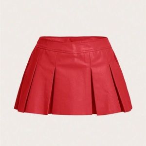 SHEIN Solid PU Leather Pleated Skirt Size XL